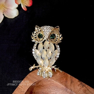 Broche Vintage Hibou Violet Eau Jeune Diparco - Années 80 - Plastique Transparent - Occasion