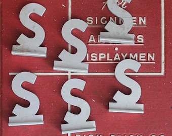 Vintage Metal Sign Letter "S" with Base, Vintage Aluminum Metal Letter "S", Vintage Industrial Decor, Vintage Art Supply, Vintage Typography