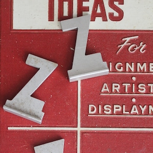 Vintage Metal Sign Letter &quot;Z&quot; with Base, Vintage Aluminum Metal Letter &quot;Z&quot;, Vintage Industrial Decor, Vintage Art Supply, Vintage Typography