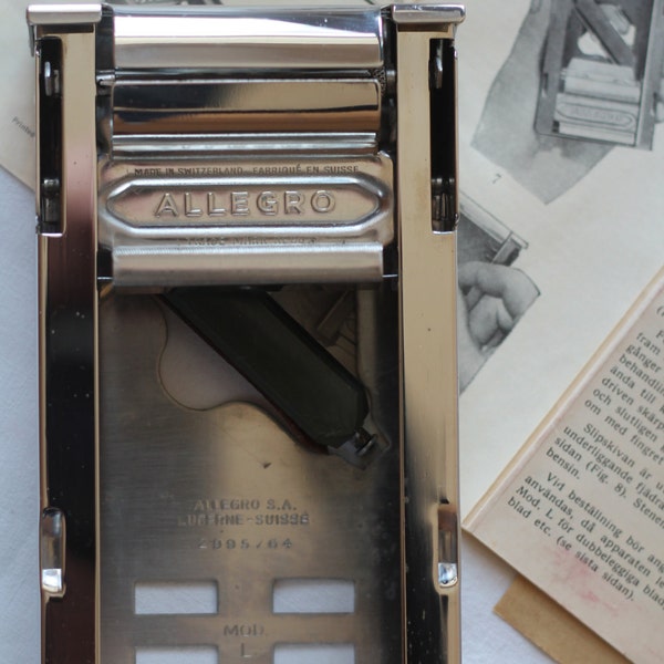 Vintage Swiss made Safety Razor Blades 3 Face Sharpener ALLEGRO Model L with Original Box