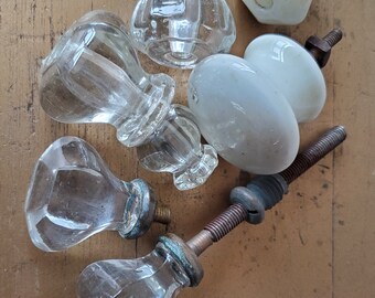 thumbnail image 2 of Hexagonal Depression Era Milk Black Glass Drawer Knob 2 of 13