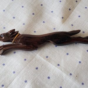 Vintage 1940&#39;s Carved Wood Greyhound Pin/Brooch, Vintage Greyhound Pin/Brooch, Vintage Carved Wood Racing Greyhound Pin, Greyhound Pin