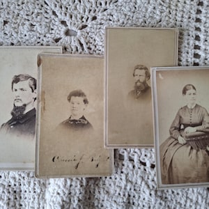Lot of 4 Antique CDV Civil War Era Photos, Circa 1860s CDV Photographs, Civil War Era Photographs, Lot of Antique Photographs, Photographs