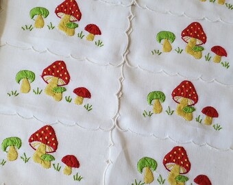 Vintage Imperial Madeira Mushroom Cocktail Napkins in Box, Vintage Madeira Mushroom Cocktail Napkins Set of 8, Madeira Cocktail Napkins