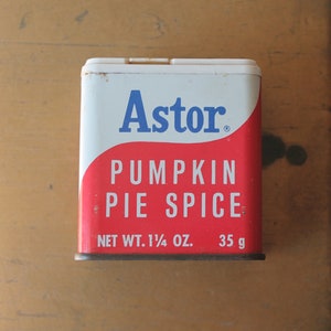 Vintage Astor Pumpkin Pie Spice Tin, Vintage Pumpkin Pie Spice Tin, Vintage Spice Tin, Vintage Pumpkin Spice Tin for Thanksgiving Decor