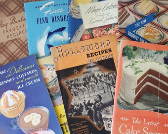 Lot of Vintage 1930's Cookbooks and Booklets, 1930's Cookbooks, 1930's Hollywood Recipes Cookbook, Vintage Cookbook Lot, 1930's Recipe Books