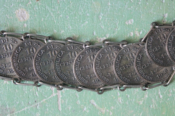 Italian San Marino Souvenir Coin Bracelet 1936, V… - image 9