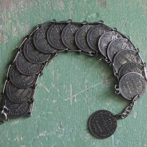 Italian San Marino Souvenir Coin Bracelet 1936, Vintage Italian Coin Bracelet, Vintage Coin Bracelet, Vintage Souvenir Bracelet