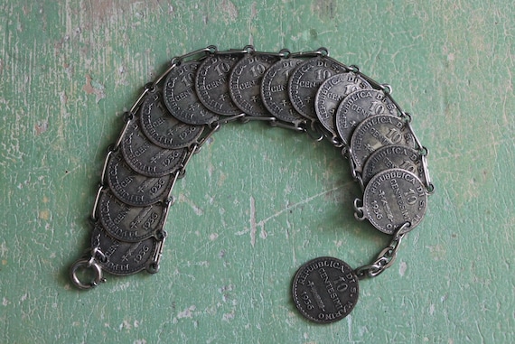 Italian San Marino Souvenir Coin Bracelet 1936, V… - image 1