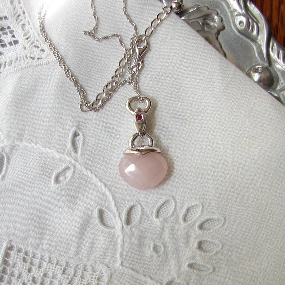 Elle 925 Rose Quartz Necklace, Rose Quartz Neckla… - image 2