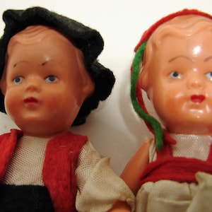 Erich Dittiman Dolls, Celluloid Doll, EDI Germany Doll, Vintage Set of 2 dolls, Alpine Dolls,