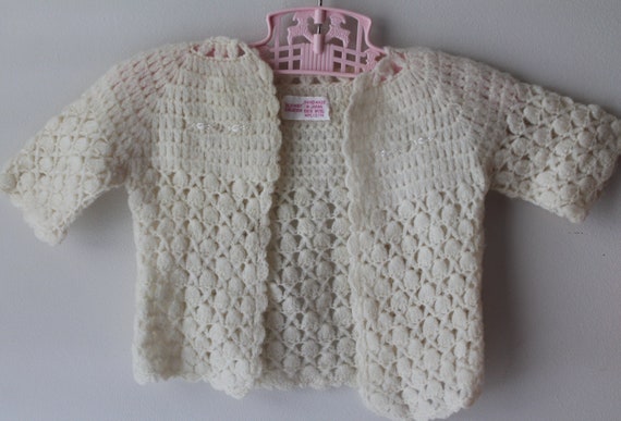 Vintage Glo Knit Creations Wool Baby Sweater and … - image 2