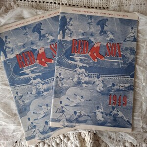 Vintage 1949 Red Sox Official Program and Score Card - Red Sox vs Cleveland, Vintage Red Sox, Vintage Baseball, Baseball Ephemera, Red Sox