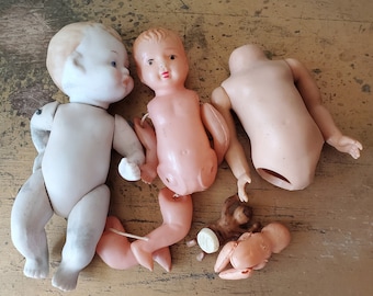 Lot of Vintage Doll Parts, Lot of Vintage Dolls, Vintage Vogue Doll Body, Vintage Dollhouse Dolls, Vintage Doll Lot, Dolls for Repair