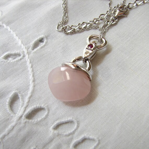 Elle 925 Rose Quartz Necklace, Rose Quartz Neckla… - image 3