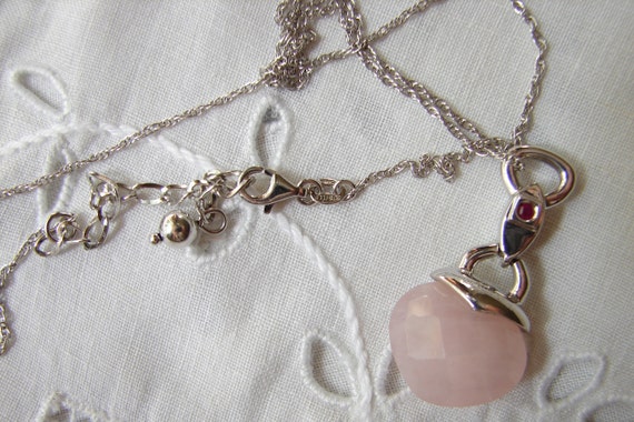 Elle 925 Rose Quartz Necklace, Rose Quartz Neckla… - image 4