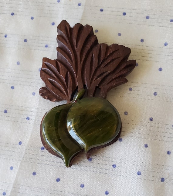 Vintage 1930's Wood and Bakelite Green Marbled Rad