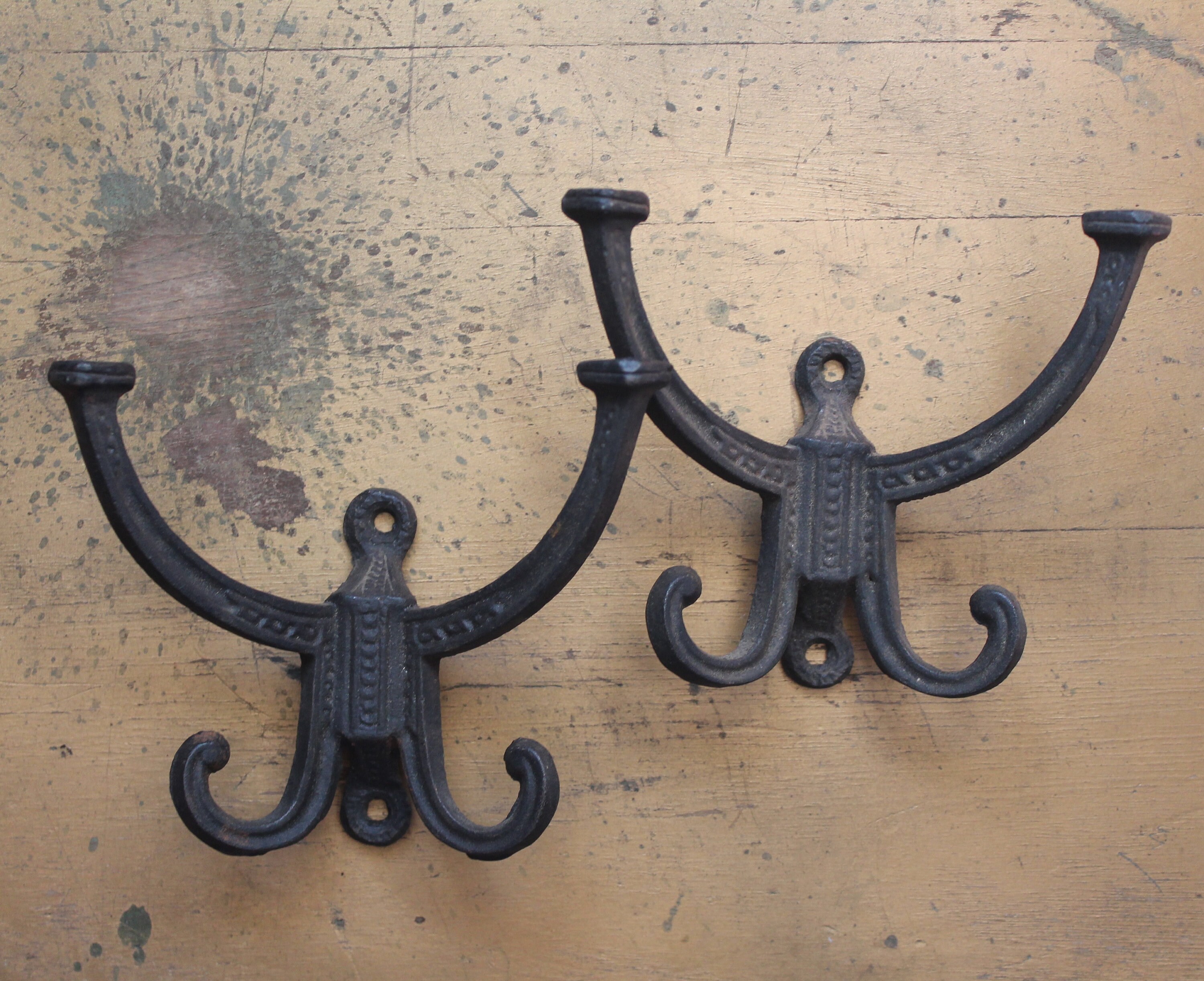 Set of 2 Antique Victorian Double Hall Tree Hooks Victorian Etsy