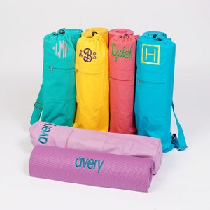 Personalized Embroidered Yoga Bag, cotton yoga bag, yoga mat bag, customizable, embroidered