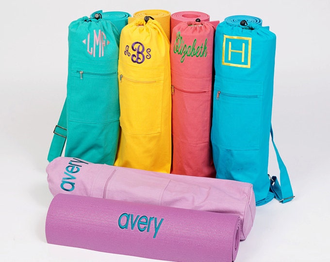 Personalized Embroidered Yoga Bag, cotton yoga bag, yoga mat bag, customizable, embroidered