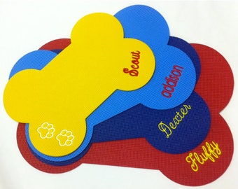 Dog Mat with Personalized Embroidered Name and Paw Prints, pet gifts, dog bowls. pet, pet supplies food bowls, pet food mat