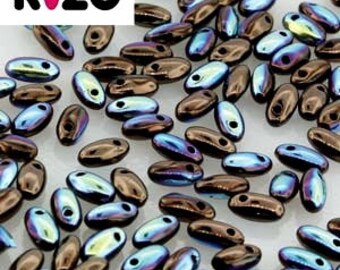 10 g Tchèque Rizo Perles De Verre Taille 2.5x6mm BLACK DIAMOND AB