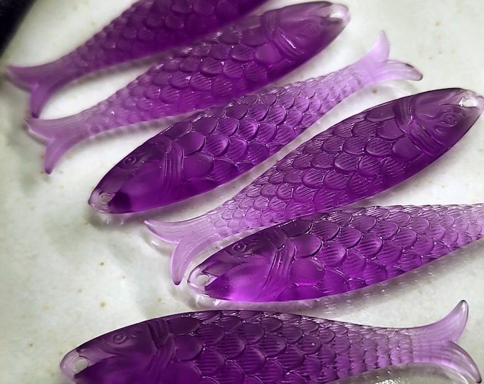 Featured listing image: Mulberry, Matte, Transparent, Fish, Component, Resin, 48mm, German Made, Contemporary, PRICED PER PIECE