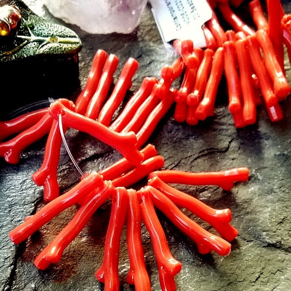 Coral Red, Coral, Branch, Component, Resin, German Made, 22x3mm, Opaque, Priced per Piece
