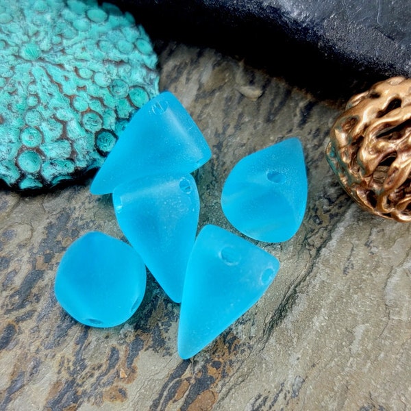 Turquoise Bay, Spike, Sea Glass, 16x11mm, Two Hole, Multi Colors, Contemporary, Priced per Piece