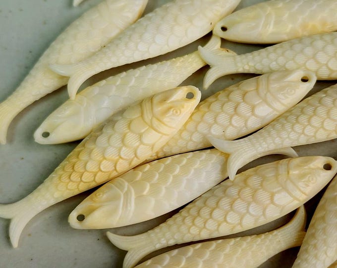 Featured listing image: Ivory, Marbled, Opaque, Fish, Component, Resin, 48mm, German Made, Contemporary, PRICED PER PIECE