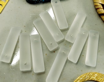 Crystal, Clear, Puffed Rectangle, Sea Glass, MINI, 22x6mm, Contemporary, Made in China, Priced per Piece