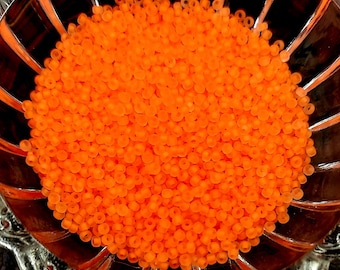 Neon, Orange, MATTE, 15/0, Japanese, Matsuno, Rocaille, Seed Beads, F205, 2&quot; tube per bag, 5 to 6 grams, Priced per bag