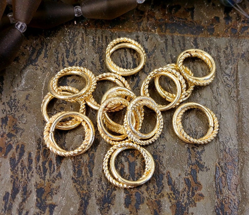 12mm Love Knots Brushed Metal Collection Brass Closed Rings Gold Plated Priced per piece