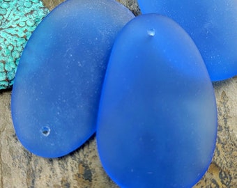 Sapphire Blue, Freeform Oval, Large Oval, Hypnotic, 52x32mm, Sea Glass, Contemporary, Priced per piece
