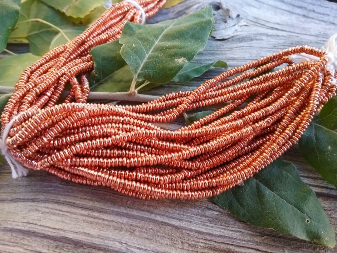 Rondelle, Shiny Copper, Copper Plated, 3x1mm, African Brass, African ...