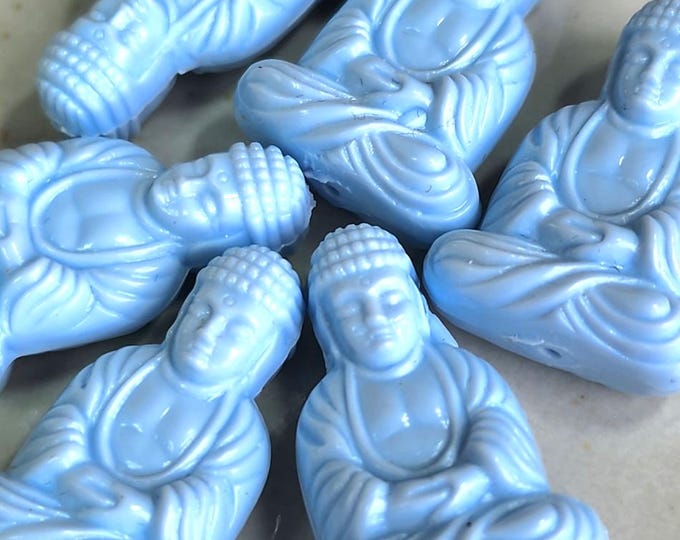 Featured listing image: Sky Blue, Opaque, Buddha, Pendants, Charm, 25x17mm, Pressed Resin, German Made, Priced per Piece