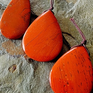 Red, Jasper, Long Teardrop, Fat Teardrop, Gemstone, Pendant, Rusty Red, Grade AAA, Priced per piece