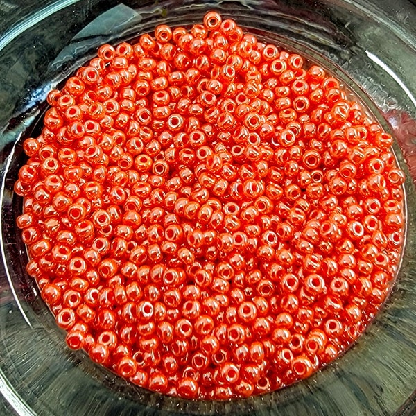 Medium Orange, Luster, Opaque, Miyuki, 11/0, Seed Beads, 424, 19 to 20 grams per tube, Triangular 6 inch tube, Priced per tube or bag