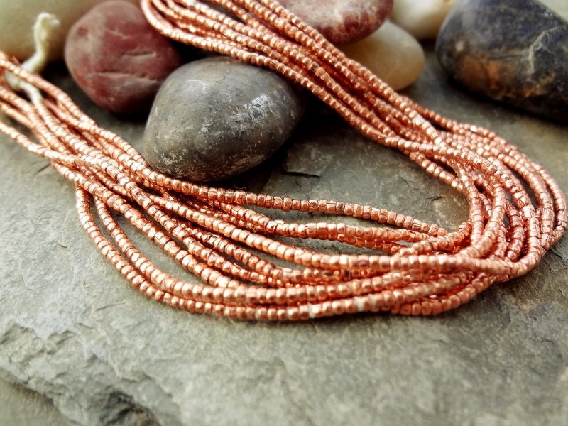 Silver Copper Bead String, Set of 3 Strings, Ethiopian Beads, Handmade African Jewelry