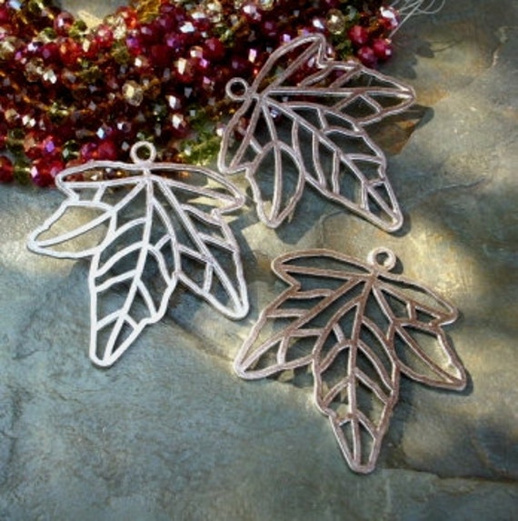 Leaf, Pendant, 67x64mm, Maple Leaf, Antique Silver Plated, Lead Free Pewter, Priced per Piece