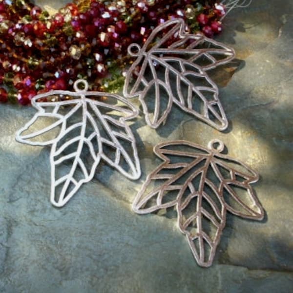 Leaf, Pendant, 67x64mm, Maple Leaf, Antique Silver Plated, Lead Free Pewter, Priced per Piece