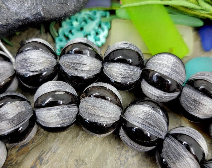 Featured listing image: Black on Black, MATTE, 18x16mm, Melon, Round, Horn, Ethically Sourced, Made in Indonesia, Priced per piece