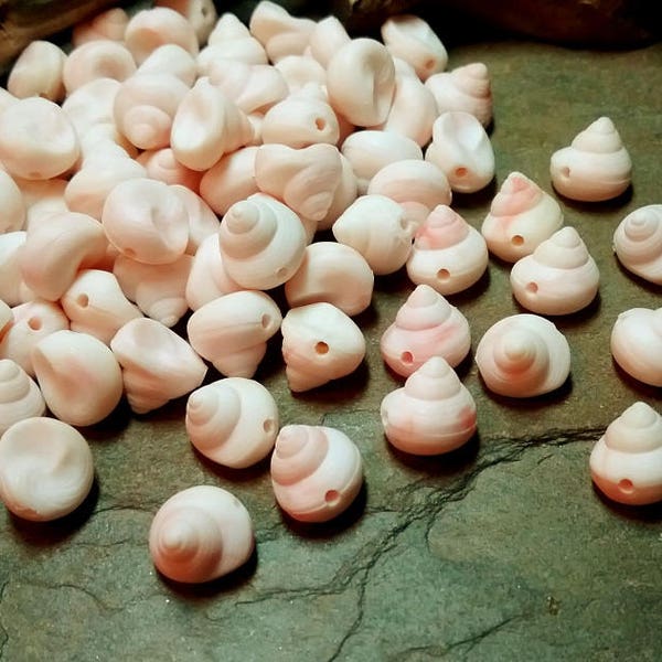 Snail Shells, Resin, 10mm, VINTAGE, Matte, Light Mixed Coral Pink, Priced per Piece