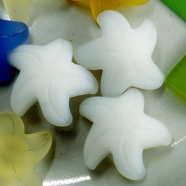 White, Chalk White, MATTE, Small, Starfish, Sea Glass, Small, 20x7mm, Made in China, Priced per Piece