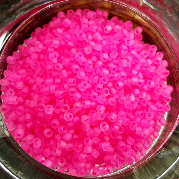 Neon, Hot Pink, MATTE, 11/0, Japanese, Matsuno, Rocaille, Seed Beads, Japanese, F207A, 6" tube per bag, Priced per bag
