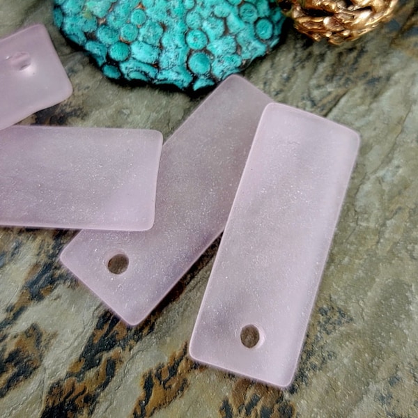 Blossom Pink, Bottle, Curved, Rectangle, 35x14mm, Sea Glass, Cultured, Contemporary, Priced per Piece