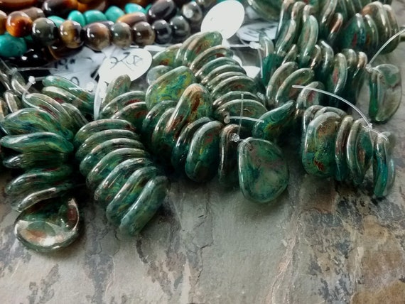 Bronze Picasso 14x13mm Aquamarine 25 Czech Glass Large Rose Petals Beads