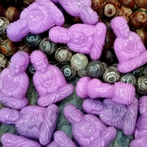 Violet, Marbled, Opaque, Buddha Pendants, 25x17mm, Pressed Resin, German Made, Priced per Piece