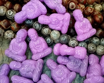 Violet, Marbled, Opaque, Buddha Pendants, 25x17mm, Pressed Resin, German Made, Priced per Piece