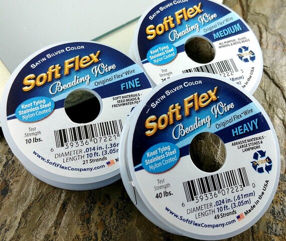  Soft Flex Beading Wire, Satin Silver, 024 Inch, 30 Feet